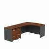 Bush Business Furniture Westfield Bow Front Left Handed L Shaped Desk W/ 2 Mobile Pedestals, Hansen Cherry (SRC034HCLSU)