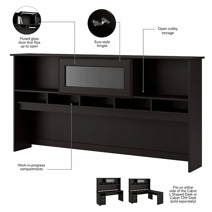 Bush Furniture Cabot 72W L Shaped Computer Desk With Hutch And Drawers, Espresso Oak (CAB053EPO) - Image 4