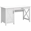 Bush Furniture Key West 54" Computer Desk With Storage, Pure White Oak (KWD154WT-03)