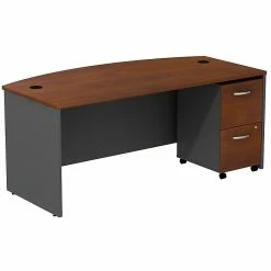 Bush Business Furniture Westfield Bow Front Desk With 2 Drawer Mobile Pedestal, Hansen Cherry (SRC0020HCSU)