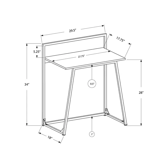 Monarch Specialties Inc. 30" Computer Desk, Black (I 7111) - Image 4