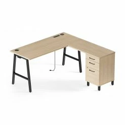 Union & Scale™ Essentials 60" L-Shaped Desk, Natural (UN60420)