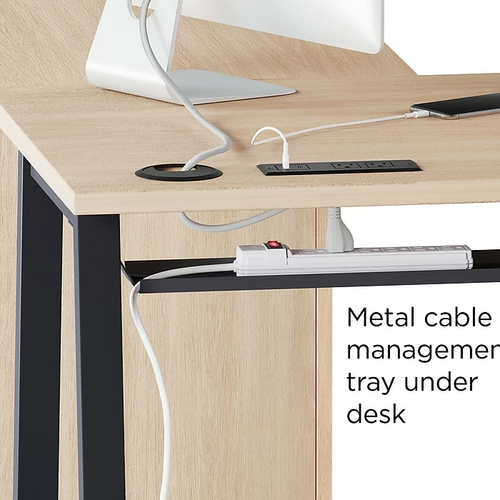 Union & Scale™ Essentials 60" L-Shaped Desk, Natural (UN60420) - Image 4