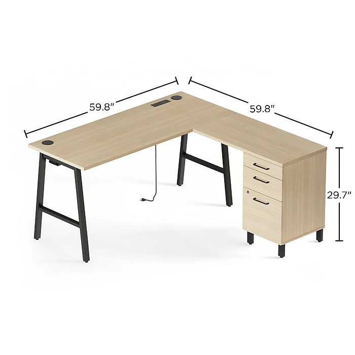 Union & Scale™ Essentials 60" L-Shaped Desk, Natural (UN60420) - Image 5