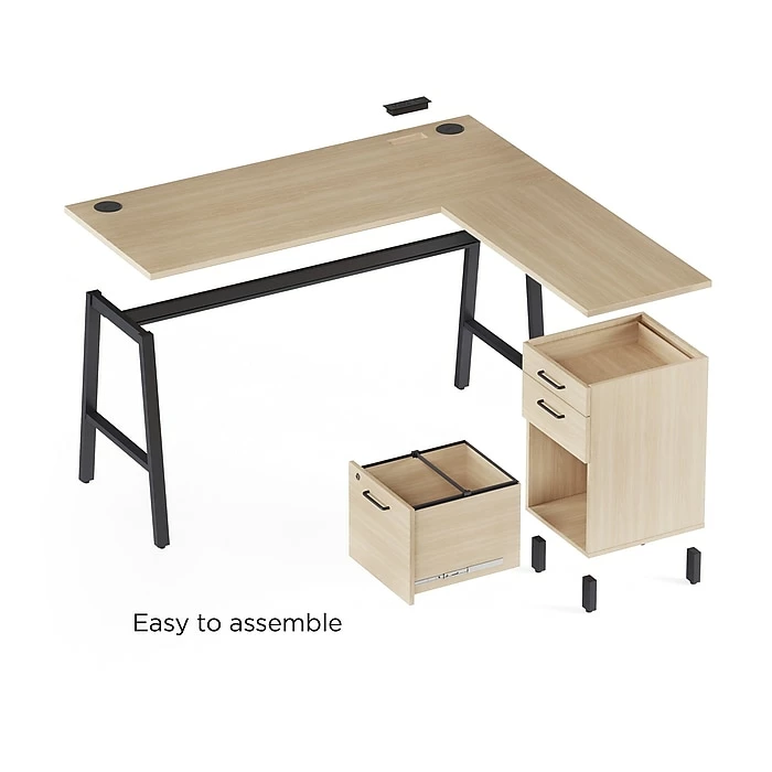 Union & Scale™ Essentials 60" L-Shaped Desk, Natural (UN60420) - Image 6