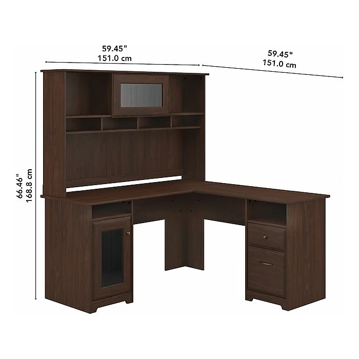 Bush Furniture Cabot 60" L-Shaped Computer Desk With Hutch, Modern Walnut (CAB001MW) - Image 5