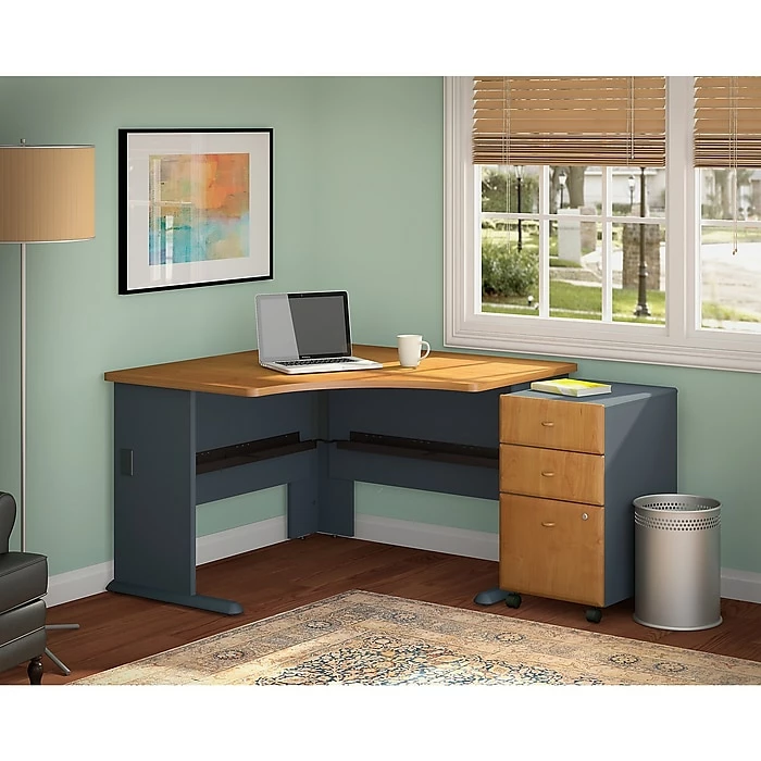Bush Business Furniture Cubix 48W Corner Desk W/ Mobile File Cabinet, Natural Cherry (SRA035NCSU) - Image 2