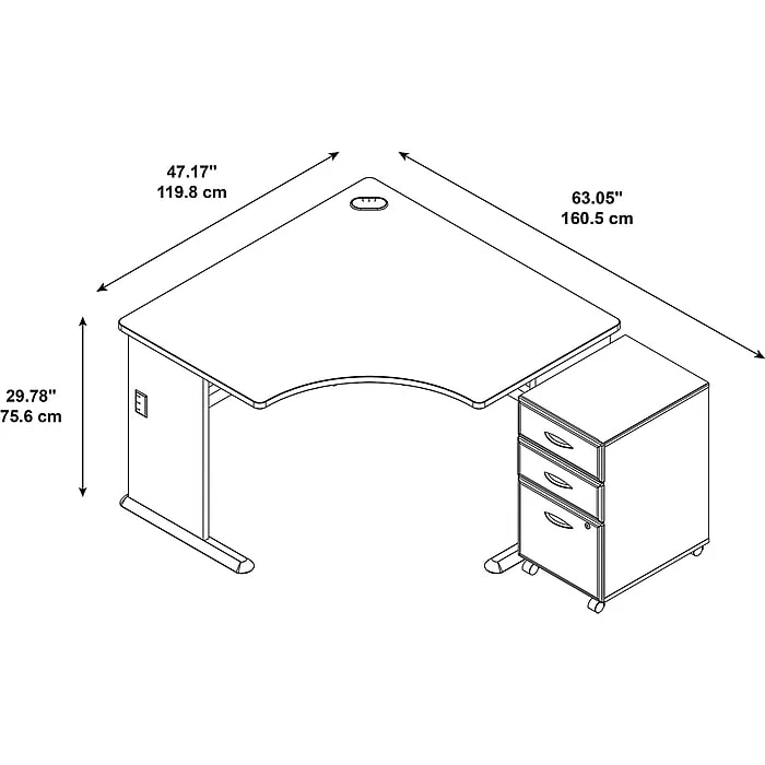 Bush Business Furniture Cubix 48W Corner Desk W/ Mobile File Cabinet, Natural Cherry (SRA035NCSU) - Image 5
