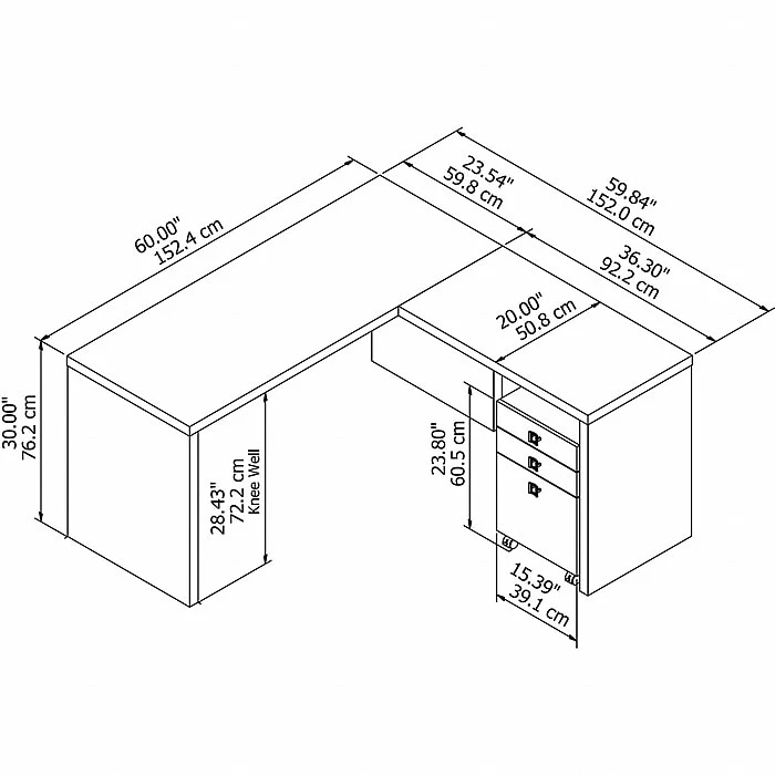 Office By Kathy Ireland® Echo L Shaped Desk With Mobile File Cabinet, Pure White/Pure White (ECH008PW) - Image 3