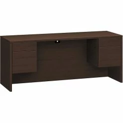 HON 10500 Series Credenza With Kneespace, 2 Box/2 File Drawers, 72"W, Mocha Finish (HON10543MOMO)