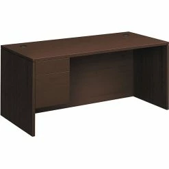 HON 10500 Series Left Pedestal Desk, 1 Box/1 File Drawer, 66"W, Mocha Finish