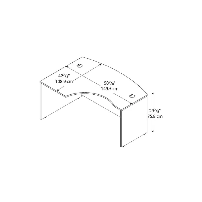 Bush Business Furniture Westfield 60W X 43D Left Handed L Bow Desk, Natural Cherry (WC72433) - Image 2