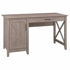 Bush Furniture Key West 54"W Single Pedestal Desk, Washed Gray (KWD154"WG-03)