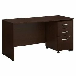 Bush Business Furniture Westfield 60W X 24D Office Desk With Mobile File Cabinet, Mocha Cherry (SRC025MRSU)