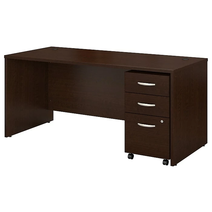 Bush Business Furniture Westfield 66W X 30D Office Desk With Mobile File Cabinet, Mocha Cherry (SRC015MRSU)