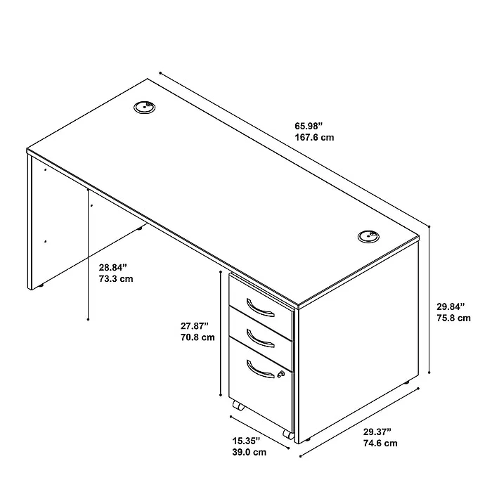 Bush Business Furniture Westfield 66W X 30D Office Desk With Mobile File Cabinet, Mocha Cherry (SRC015MRSU) - Image 5