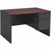 HON 38000 Series Freestanding Right Single Pedestal Desk, Mahogany/Charcoal, 29 1/2"H X 48"W X 30"D
