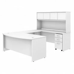 Bush Business Furniture Studio C 72W X 36D U Shaped Desk With Hutch And Mobile File Cabinet, White (STC003WHSU)