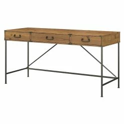 Kathy Ireland® Home By Bush Furniture Ironworks 60W Writing Desk With Drawers, Vintage Golden Pine (KI50105-03)