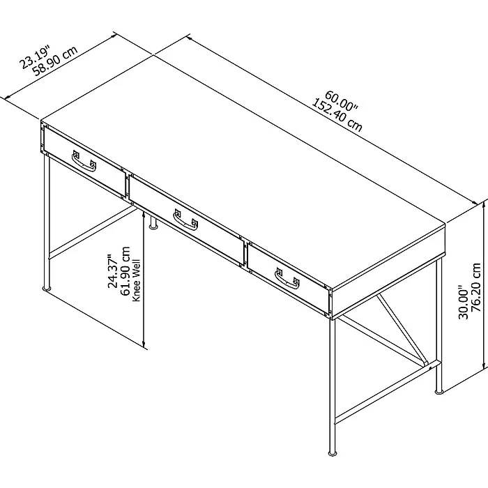 Kathy Ireland® Home By Bush Furniture Ironworks 60W Writing Desk With Drawers, Vintage Golden Pine (KI50105-03) - Image 5