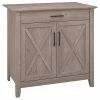 Bush Furniture Key West Secretary Desk With Keyboard Tray And Storage Cabinet, Washed Gray, (KWS132WG-03)