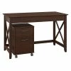 Bush Furniture Key West 48W Writing Desk With 2 Drawer Mobile File Cabinet, Bing Cherry (KWS001BC)