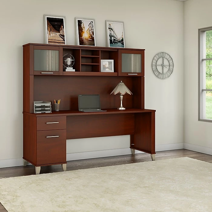 Bush Furniture Somerset 72W Office Desk With Hutch, Hansen Cherry (SET018HC) - Image 2