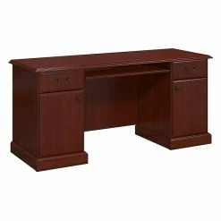 Kathy Ireland® Home By Bush Furniture Bennington Credenza Desk, Harvest Cherry (WC65510-03K)