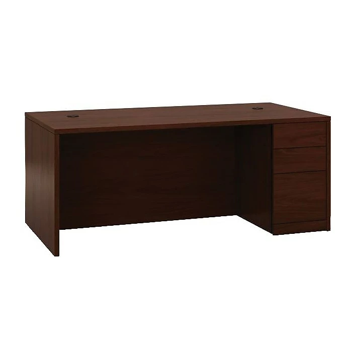 HON 10500 Series Right Pedestal Desk, 2 Box/1 File Drawer, 72"W, Mahogany Finish