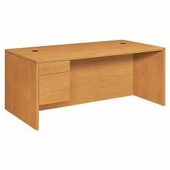 HON 10500 Series Left Pedestal Desk 72"W, Harvest, 29 1/2"H X 72"W X 36"D