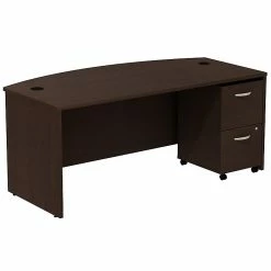 Bush Business Furniture Westfield Bow Front Desk With 2 Drawer Mobile Pedestal, Mocha Cherry (SRC0020MRSU)