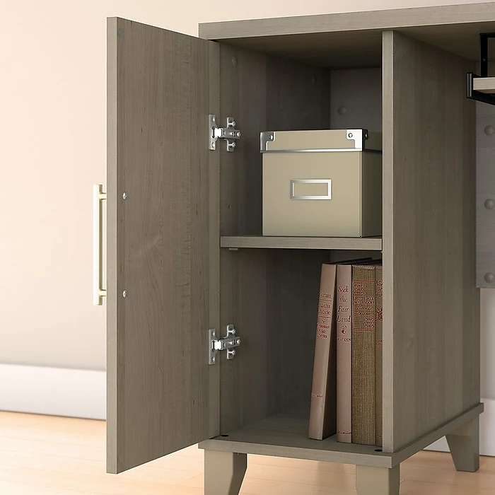 Bush Furniture Somerset 60W L Shaped Desk With Hutch And Lateral File Cabinet, Ash Gray (SET008AG) - Image 7