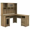 Bush Furniture Cabot 60" L-Shaped Desk With Hutch, Reclaimed Pine (CAB001RCP)
