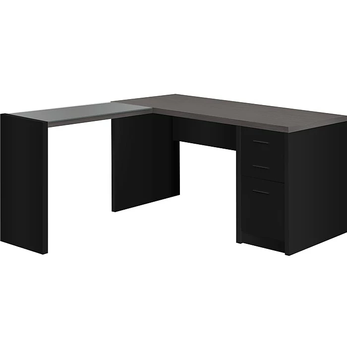 Monarch Specialties Inc. 60" L-Shaped Desk, Black/Gray (I 7431)