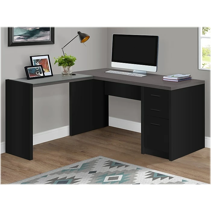 Monarch Specialties Inc. 60" L-Shaped Desk, Black/Gray (I 7431) - Image 2
