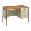 HON 34000 Series 45" Single Pedestal Desk, Harvest Maple/Putty (H34002RCL)