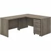 Bush Business Furniture Studio C 60" W L Shaped Computer Desk, Mobile File + 42" W Return Bundle, Modern Hickory (STC008MHSU)