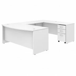 Bush Business Furniture Studio C 72W X 36D U Shaped Desk With Mobile File Cabinet, White (STC004WHSU)