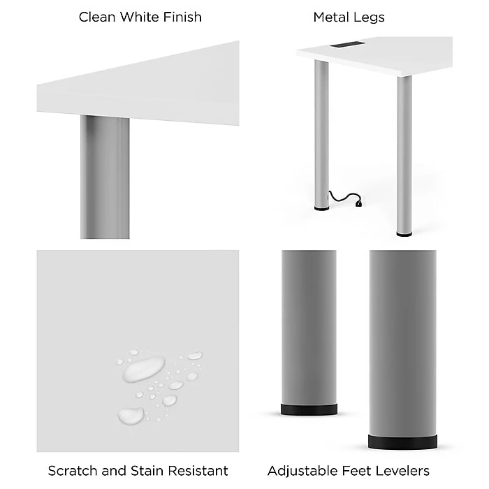Union & Scale™ Essentials 48" Powered Computer And Writing Desk, White (UN56969) - Image 3