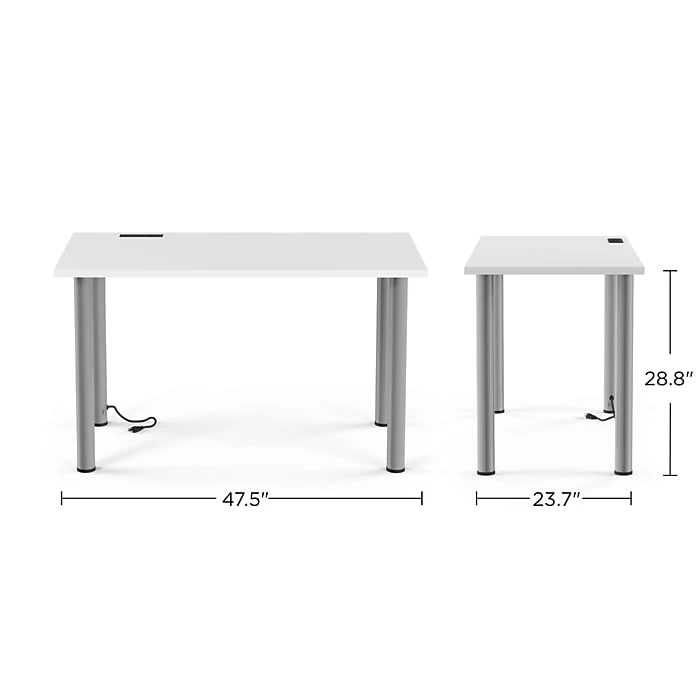 Union & Scale™ Essentials 48" Powered Computer And Writing Desk, White (UN56969) - Image 5