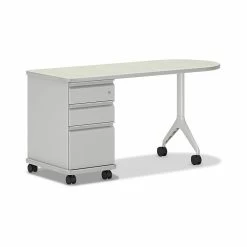 HON SmartLink 60" D-Shape Value Teacher Station Desk, Silver Mesh/Platinum (HLTV2460T-3.B9.K.T1)