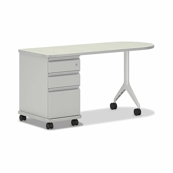 HON SmartLink 60" D-Shape Value Teacher Station Desk, Silver Mesh/Platinum (HLTV2460T-3.B9.K.T1)