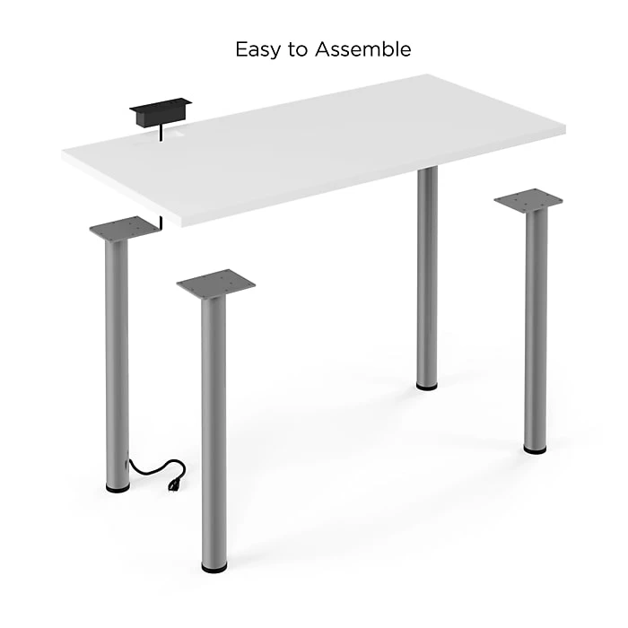 Union & Scale™ Essentials 48" Powered Computer And Writing Desk, White (UN56969) - Image 6