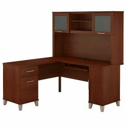 Bush Furniture Somerset 60W L Shaped Desk With Hutch, Hansen Cherry (SET002HC)