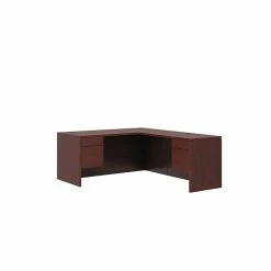HON 10500 Series L-Workstation, 3/4 Pedestals, 2 Box / 2 File Drawers, 66"W X 78"D, Mahogany