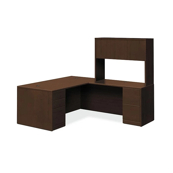 HON 10500 Series L-Workstation, Stack-On Storage, Full Pedestals, 72"W X 84"D, Mocha (HON105LLSO7236M)