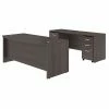 Bush Business Furniture Studio C 72W X 36D Bow Front Desk And Credenza With Mobile File Cabinets, Storm Gray (STC009SGSU)