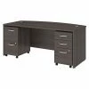 Bush Business Furniture Studio C 72W X 36D Bow Front Desk With Mobile File Cabinets, Storm Gray (STC012SGSU)