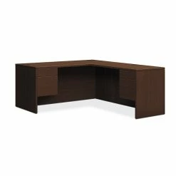 HON 10500 Series L-Workstation, 3/4 Pedestals, 2 Box / 2 File Drawers, 66"W X 78"D, Mocha
