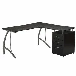 Techni Mobili Modern L-Shaped Computer Desk With File Cabinet, Espresso (RTA-4804L-ES)
